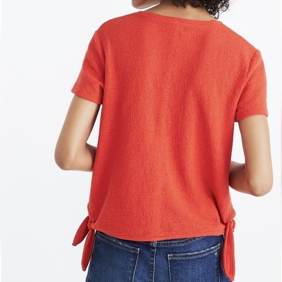 Madewell Texture & Thread Modern Side Tie Top in Red Cotton Size Small - Picture 3 of 9